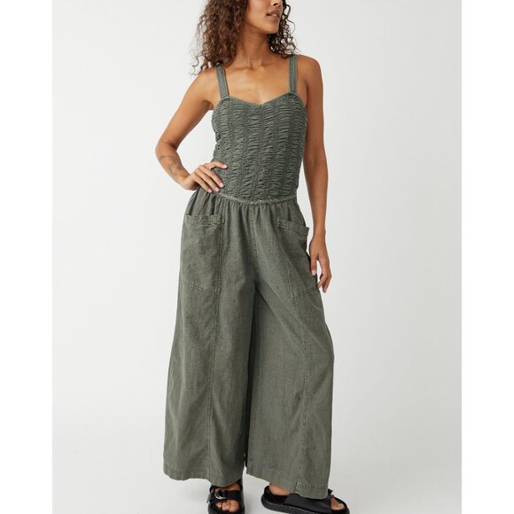 FREE PEOPLE Forever And Always Ruched One Piece / Dried Basil - Picture 5 of 10
